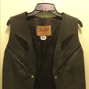 Chrome Gear Leather Bikers Ladies Vest